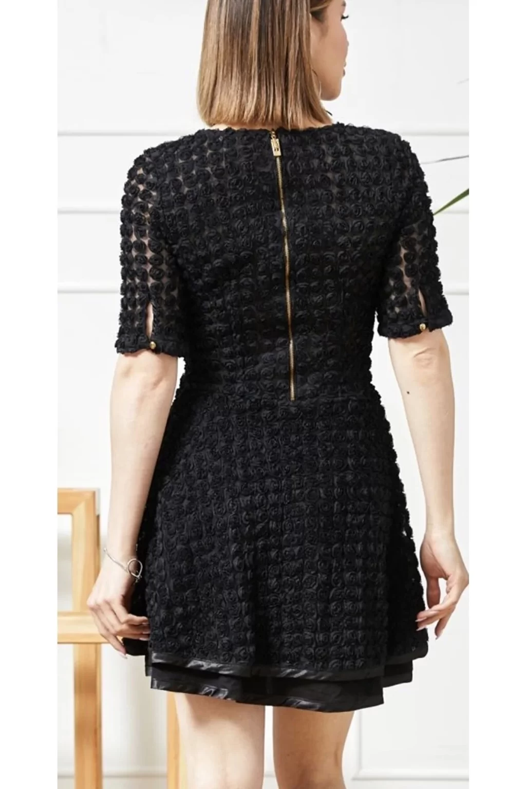 Alfani Petite Illusion-Lace Shift Dress (Black/White, 12P)