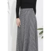 Houndstooth Pattern Long Skirt 3