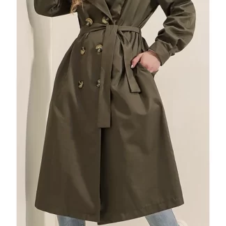 Double Breasted Collar Khaki Trench Coat