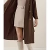 Double Breasted Collar Brown Trench Coat 2