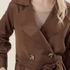 Double Breasted Collar Brown Trench Coat 5