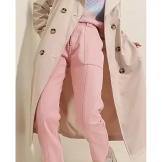 Double Breasted Collar Cream Trench Coat