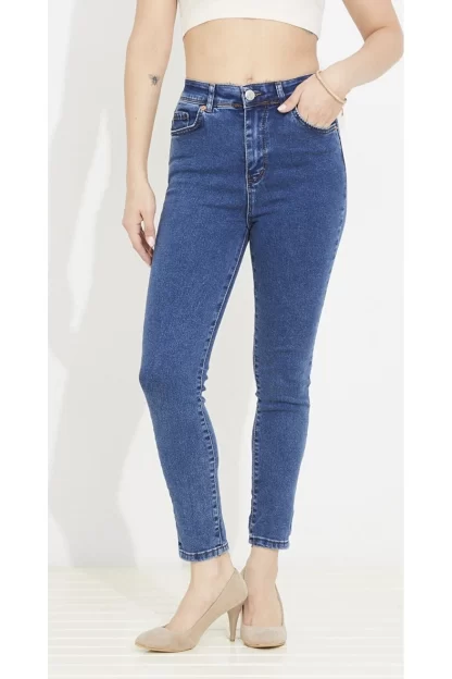 Blue Slim Fit Women's Trousers 2