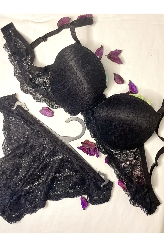 Lace Black Push Up Bra Set - Underwear
