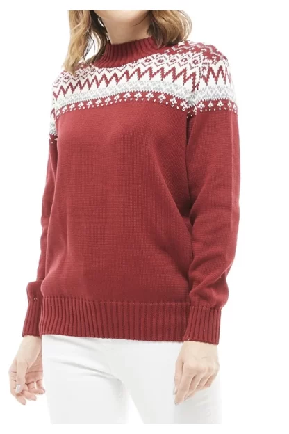 Полуводолазка Бордово-красный свитер с узором 3