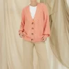 Peach color oversize women's cardigan 2