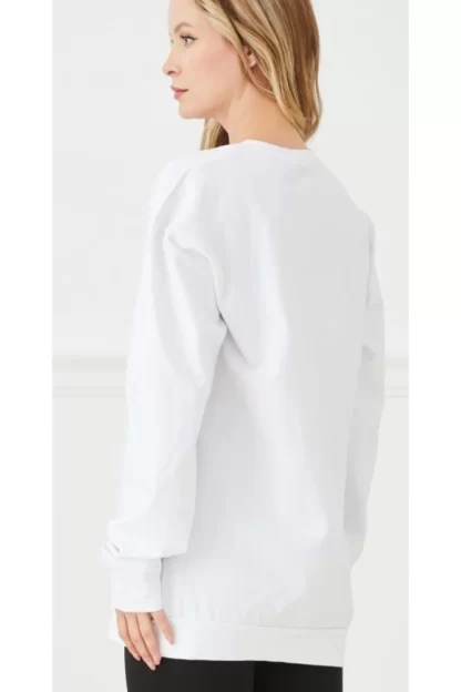 Beyaz oversize sweatshirt bayan 4