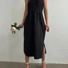 Askılı siyah yazlık elbise modelleri 3